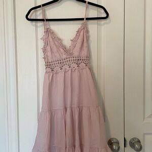 Pink Lace Trim Dress